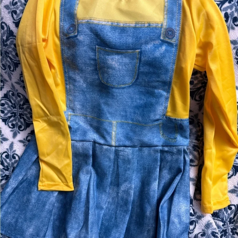 Rubie's Despicable Me Minions Girls sz M Yellow Blue Costume Dress& Goggles NEW